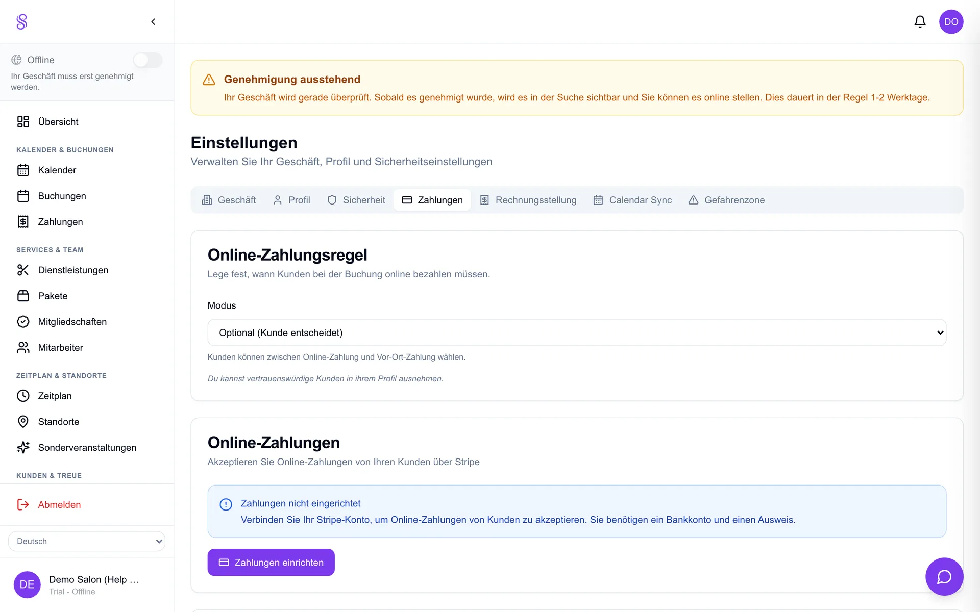 Online payment mode toggle